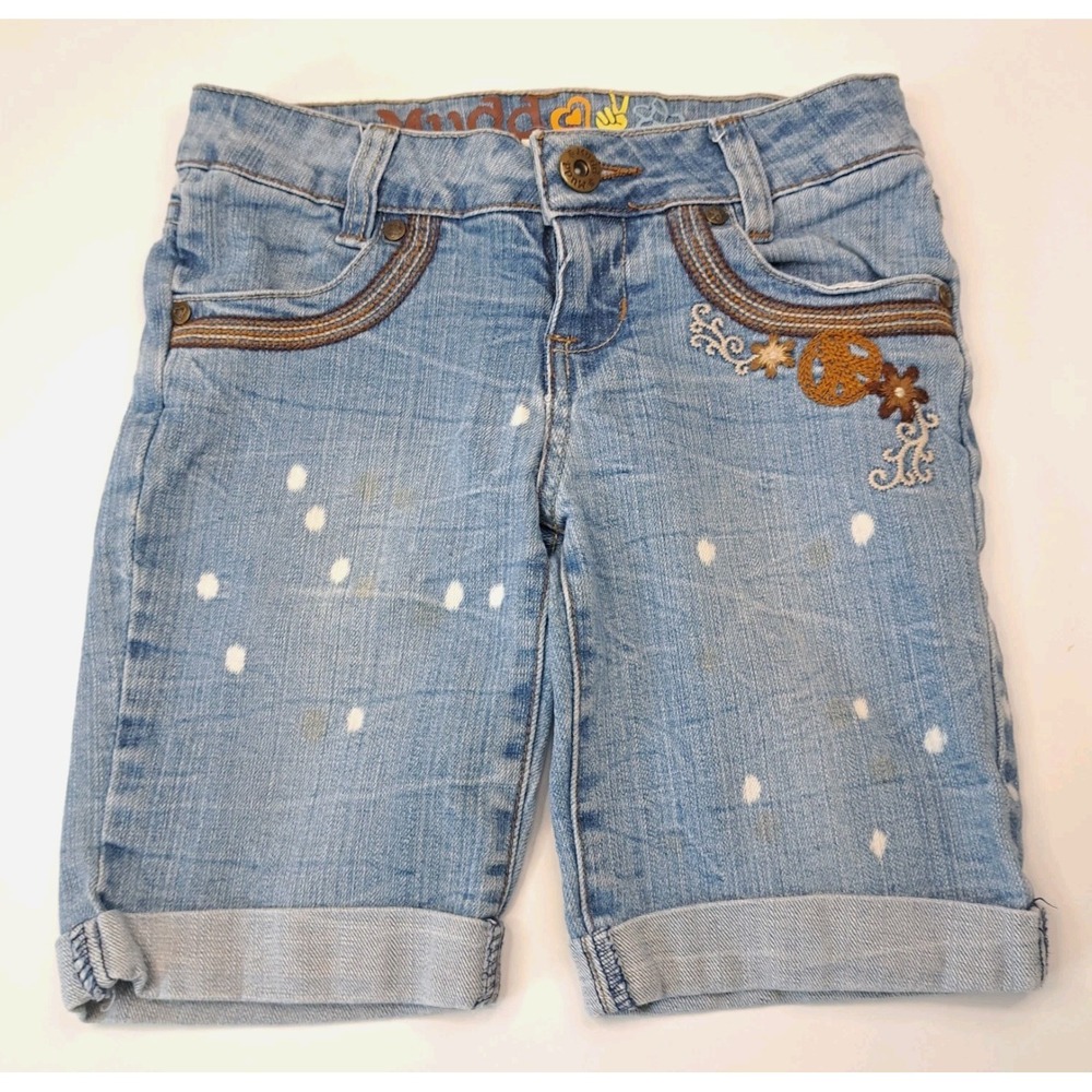 Mudd Embroidered Denim Shorts Girls 8‎ Boho Floral Feminie